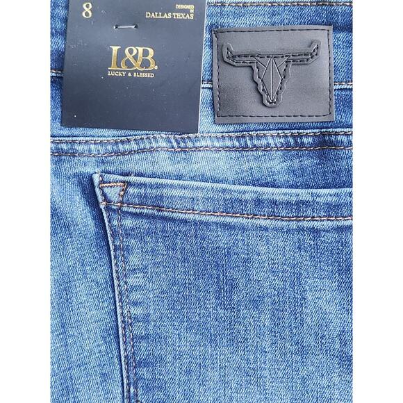 Lucky & Blessed Jeans Women's Sz 8 Blue Denim Mid-Rise Skinny Frayed Hems NWT - Picture 5 of 7